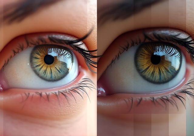 Comparativa de una visión con y sin tratamiento antirreflejante en una lente.